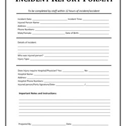 Peerless Incident Report Form Template Movies In Theaters
