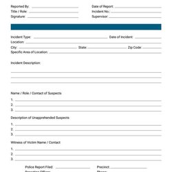 Incident Report Template In Templates Word Employee Format Business Editable File Free