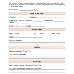 Admirable Free Incident Report Templates Sample Word Employee
