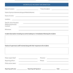 Workplace Incident Report Template In Microsoft Word Form Sample Templates Data Doc Regarding Example Format