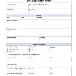 Employee Incident Report Form Template Word Purpose Creating