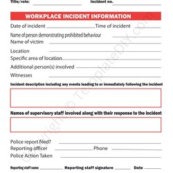 Incident Report Template Blank Printable Excel Amp Word