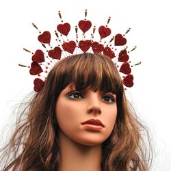 Matchless Queen Of Hearts Crown Valentines Headpiece Red Headband Headdress