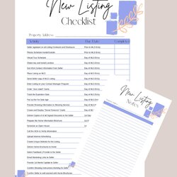 Superb Real Estate New Listing Checklist Printable And
