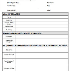 Wonderful Sample Blank Lesson Plan Template Free Documents In Templates Plans Preschool Example Format