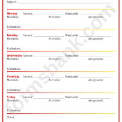 The Highest Standard Weekly Lesson Plan Template For Preschool Lessons Worksheets And Page