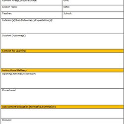 Preeminent Lesson Plan Examples Templates Free Download Excel Example