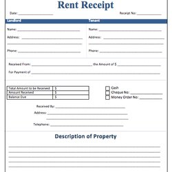 Worthy Free Printable Rent Receipt Forms Templates Template