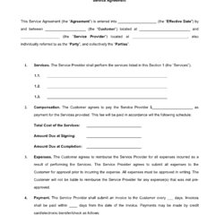 High Quality Free Service Contract Template Word