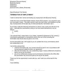 Peerless Termination Of Employment Template In Word And Formats Excel