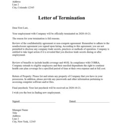 Cool Termination Of Employment Letter Template Employee