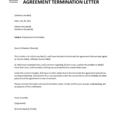 Exceptional Employment Agreement Termination Letter Templates At Template