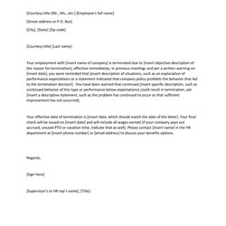 Perfect Termination Letter Samples Lease Employee Contract Employees Benefits Template
