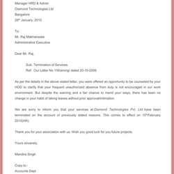 Splendid Termination Of Employment Letter Template Business Example Job Employer Warning Reasons Personal