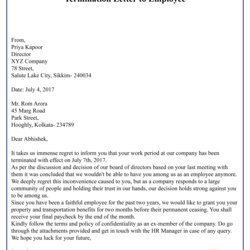 Preeminent Termination Letter To Employee Best Template Post Navigation