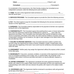 Brilliant Free One Page Consulting Agreement Template Word