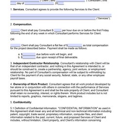 High Quality Free Consulting Agreement Template With Retainer Word Clause Confidentiality Employment Sample