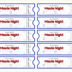 Preeminent Free Printable Event Ticket Template Of Best Avery Tickets Movie Night Own Templates Make Word