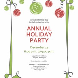 Word Christmas Party Invitation Template Holiday Printable Flyer Templates Invitations Dinner Invites Flyers