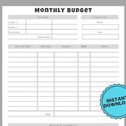 Capital Monthly Budget Sheet Template