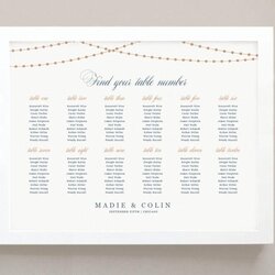 Printable Seating Chart Poster Template Instant Download Lights Word Or Pages Editable Artwork Colors