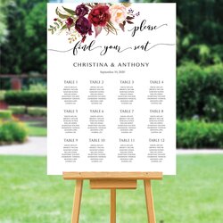 Exceptional Printable Wedding Seating Chart Poster