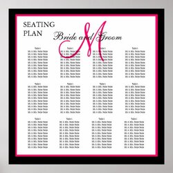Peerless Pink Template Monogram Wedding Seating Chart Poster