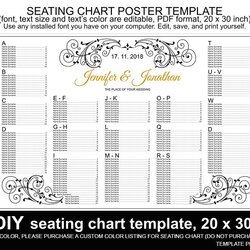 Fantastic Wedding Seating Chart Poster Template Printable Reception