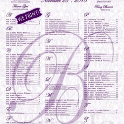 Admirable Wedding Seating Chart Poster Table Version