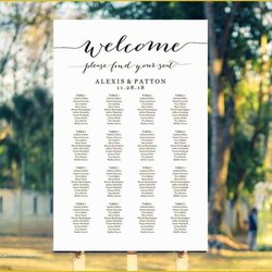 Magnificent Wedding Seating Chart Poster Template Free Of In Four Sizes