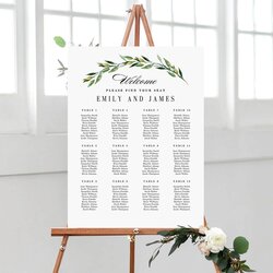 Superior Sizes Wedding Seating Chart Template Editable Table