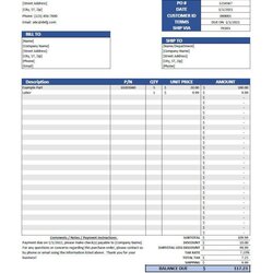 Purchase Order Template Excel Editable Printable Sweden
