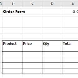 High Quality Order Form Excel Template