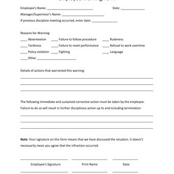 Preeminent Employee Written Warning Template Free Impressive High Resolution