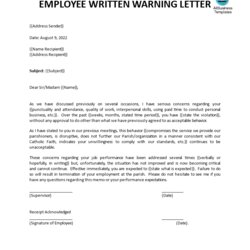 The Highest Quality Gratis Employee Written Warning Letter Template