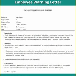 Capital Employee Written Warning Template Free Of Verbal Letter First Sample Choose Board Us