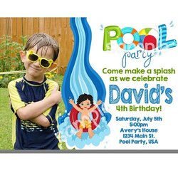Splendid Pool Party Invitation Birthday Digital Printable File Invitations