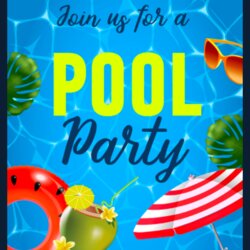 Worthy Pool Party Flyer Template Invitation