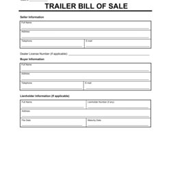 Out Of This World Free Trailer Bill Sale Template Word Form