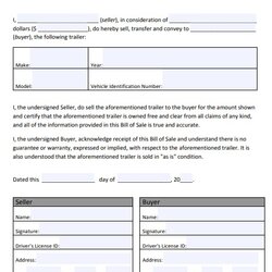 Outstanding Free Printable Trailer Bill Of Sale Forms Word Best Collections Form Template Vehicle Kb