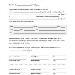Admirable Free Bill Of Sale Forms Word Trailer