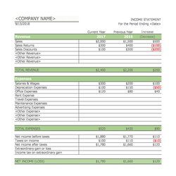Excellent Income Statement Excel Template Single Step