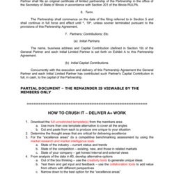 Supreme Limited Partnership Agreement In Word And Formats Page Of