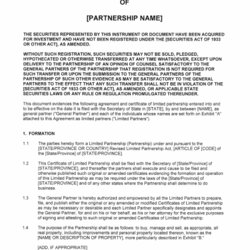 Worthy Limited Partnership Agreement Templates Word Template Simple Business