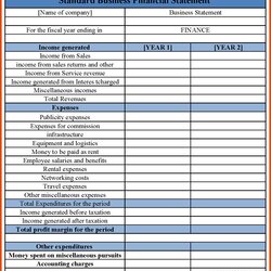 Free Business Financial Statement Template Excel Templates Statements