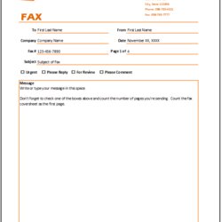 Supreme Fax Cover Sheet Template Excel