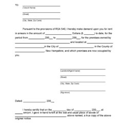 Fine Printable Copy Of Eviction Notice Free Form Rent Template Tenant Demand Sample Hampshire Rental Forms