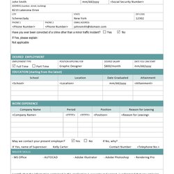 Free Employment Job Application Form Templates Printable General Template