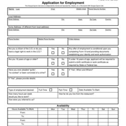 Fine Free Employment Job Application Form Templates Printable Template