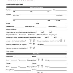 Cool Free Employment Job Application Form Templates Printable Template